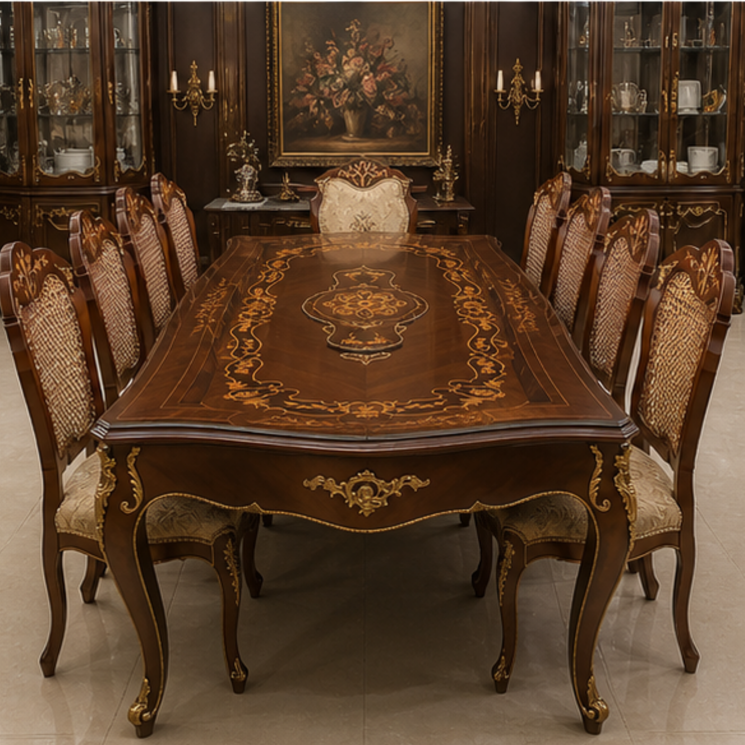 Renaissance Marquetry Dining Table (DT-033)