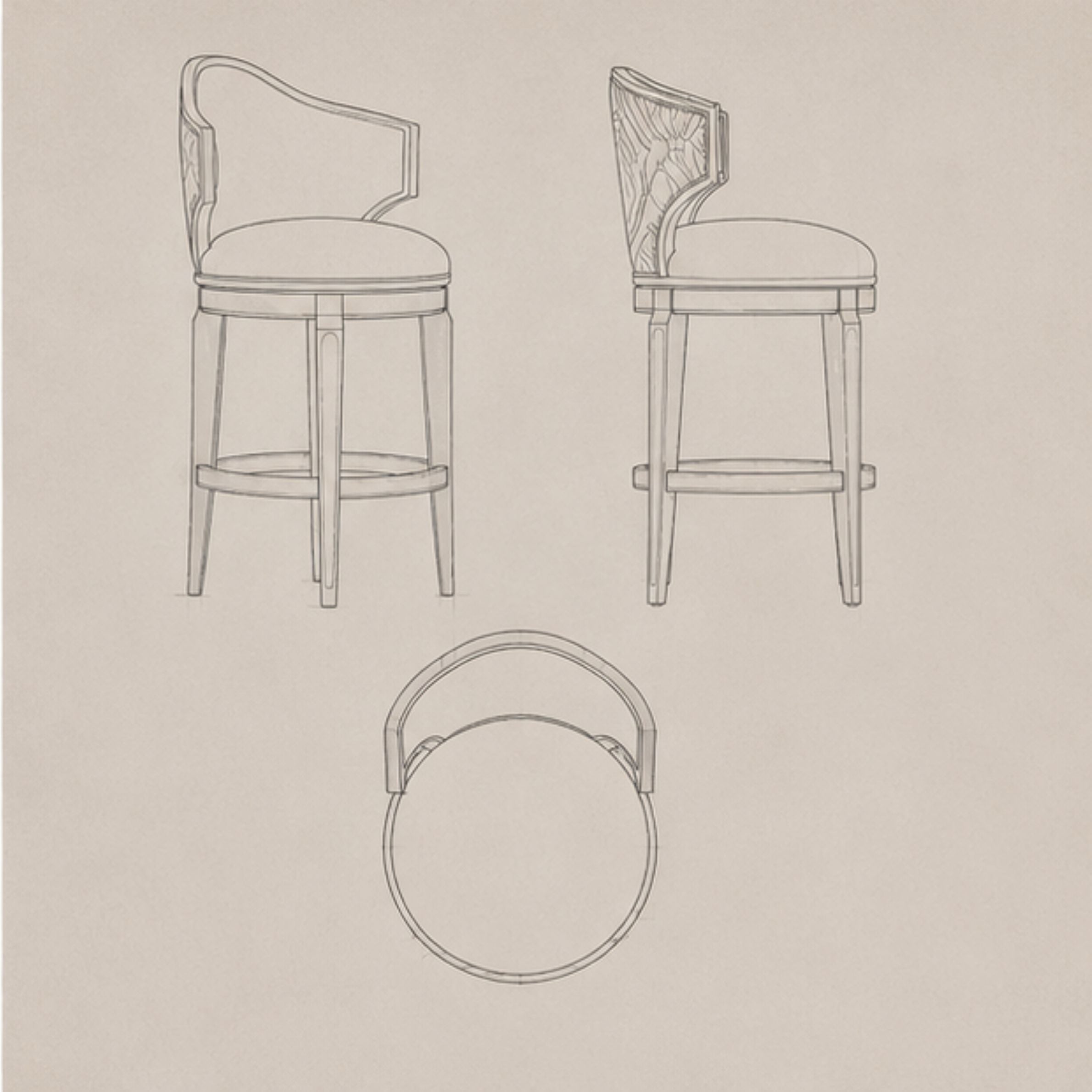 Shekhawati Medallion Swivel Stool (BS014)