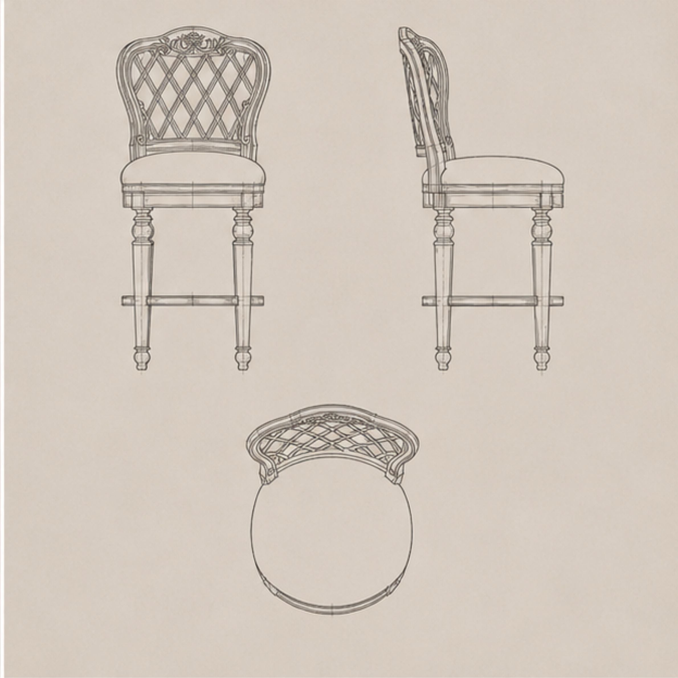 Lattice Court Swivel Bar Stool (BS016)