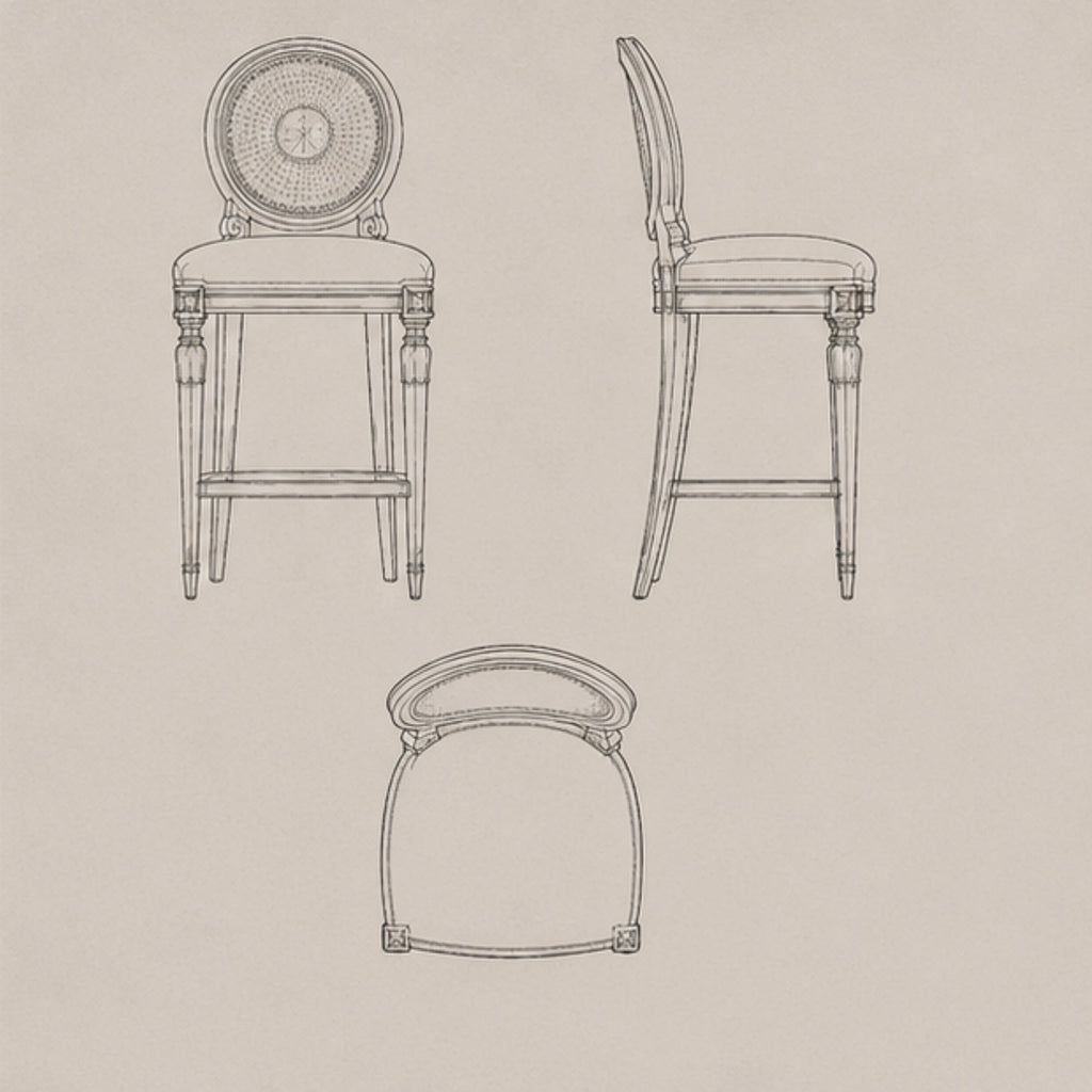 Kohinoor Cane Medallion Stool (BS017)