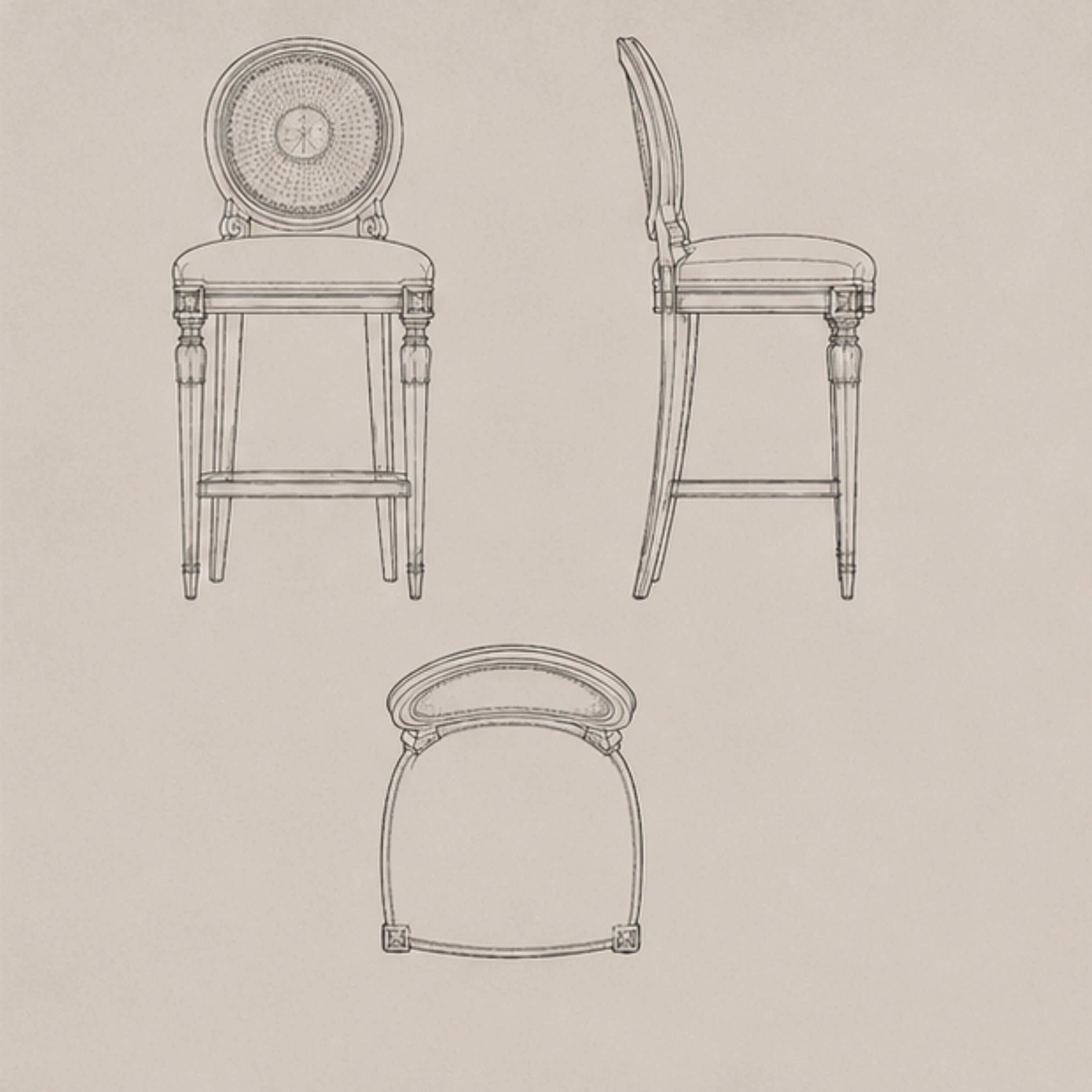 Kohinoor Cane Medallion Stool (BS017)